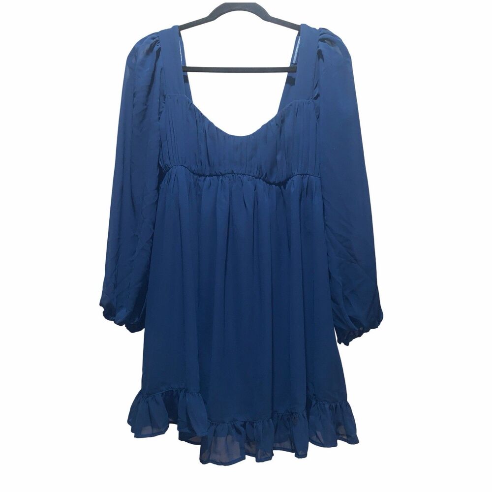 Abercrombie & Fitch Blue Mini Dress Long Sleeve Babydoll Ruffle Hem MP Fairycore